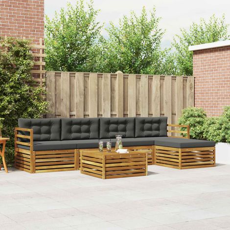 vidaXL Outdoor-Sofagarnitur mit Kissen 6 pcs Natur und Anthrazit (1/5)