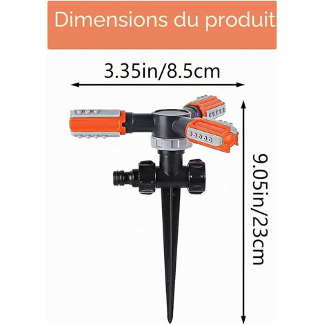Arm Sprinkler, Automatic Rotation, Adapter, Area for Garden, Irrigation (1/4)