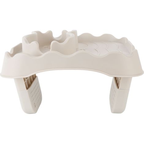 Plateau de table pour spa avec trous de drainage, antidérapant et réglable, pour piscines, spas et baignoires, couleur beige. (1/5)