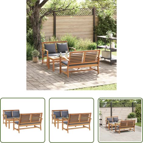 Meuble de jardin - Ensemble de canapé de jardin 3 pcs Naturel Bois de teck massif (1/5)