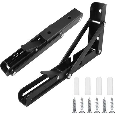Équerre Pliant Support Console Pliable En Acier Inoxydable, Supports D' étagères Pliants Charge, Lourds Support Console Pliable Rétractable, Pour Garage, Cuisine, Chambre(25cm, 2Pièces) (1/5)