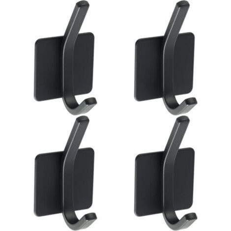 4 Pcs Crochet Adhésif Patère Murale Adhésive en Acier Inoxydable SUS 304 Porte Manteau Mural Noir Porte Serviette pour Salle de Bain ou Cuisine,