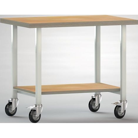 Établi L1000xP700xH840mm hêtre multiplex gris clair 1 étagère KLW-LUTZ BETR.