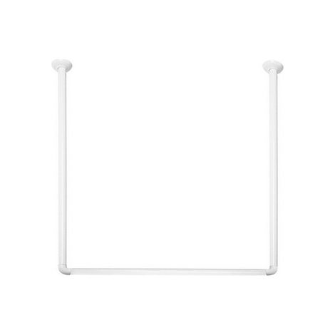 BASTONE PER TENDA DOCCIA DOCCIA 3 LATI IN ALLUMINIO BIANCO Bianco 80x80x80 cm