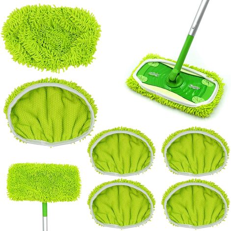 CSPARKV 6pcs Steam Mop Refill Pads, Green Microfiber Mop Pads, Washable Microfiber Mop Replacement Cloths, Microfiber Covers Steam Mop Accessory Cloths