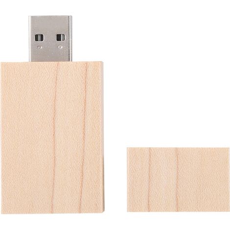 Clé USB 2.0 personnalisée, style primitif et épuré, en bois d'érable, boîtier carré (8 Go) (1/5)