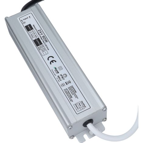 Alimentation à découpage étanche 60 W IP67 avec LED, sortie 24 V (prise AC100-265VEU).