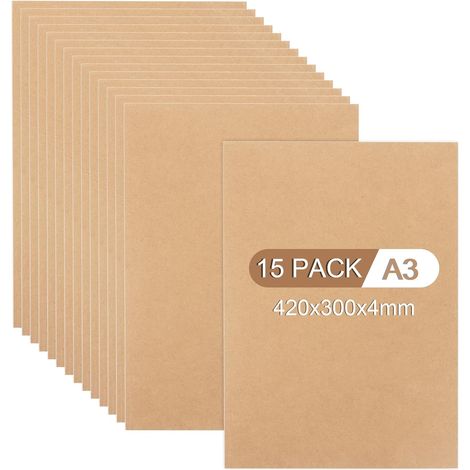 Lot de 15 panneaux A3 MDF - 420 x 300 x 4 mm - Plaque de contreplaqué DIN A3 - Pour bricolage, contreplaqué de peuplier 4 mm, panneau MDF pour scie à chantourner - Découpe laser, routeur CNC (1/5)