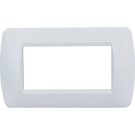 Placca serie Space, 4 moduli, plastica satinata, bianca, compatibile con serie BTicino Living - Ettroit LN85401
