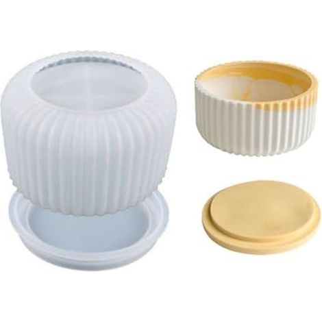 Beyamis Moule silicone tasse rayé - Fabrication bougie résine (1/4)