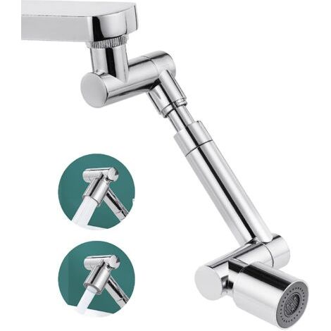 Aérateur de robinet à 1440°, rallonge de robinet multifonctionnelle avec bras télescopique, 2 modes, aérateur de robinet universel anti-éclaboussures pour cuisine et salle de bain (1/5)