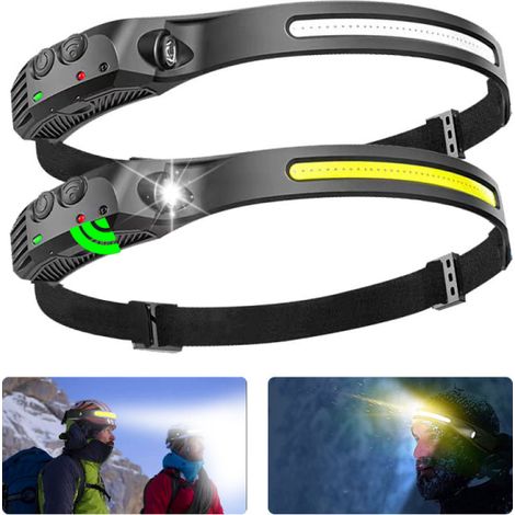 wiederaufladbare, wasserdichte COB-XPE-LED-Stirnlampen mit Bewegungssensor, per USB aufladbar, zum Angeln, Campen, Radfahren und Laufen (1/4)