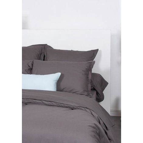 Taie d'oreiller - COTE DECO - Unie - Coton 100% - 50x70 cm - Gris Éléphant (1/2)