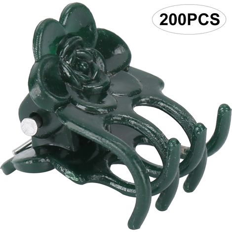 200 Stück rosenförmige Blumenstielclips, Pflanzenstütze für den Garten, Befestigungszubehör für grüne Pflanzen