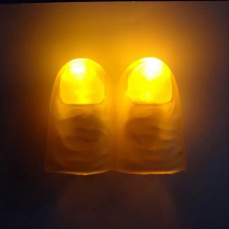 Lot de 2 lampes à doigts en forme de pouce, lampe magique pour tour de magie, faux doigt, accessoire de farce pour Halloween