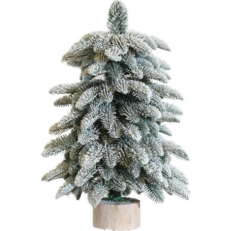 Albero di natale pinetto innevato "Dream" in PE effetto Real Touch e base in legno -45 cm (1/2)