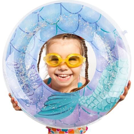 Bouée sirène gonflable, bouée pour enfants, bouée à paillettes gonflables, bouée à paillettes flottante pour piscine, bouée sirène pour enfants (1/4)
