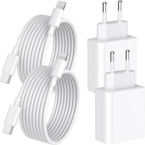 Chargeur Rapide iPhone 14 13 Pro Max, 4-Pack [Certifié MFi] Chargeur Mural USB C PD 20W avec câble de Charge Rapide USB C vers Lig (1/5)