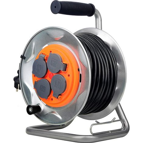 Avvolgitore IP44 4 prese 16A 3G2,5mm² - Arancione - Zenitech (25m)
