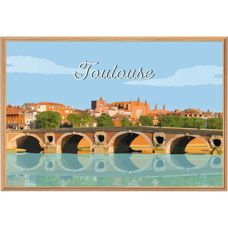 Tableau mural encadré illustration pont neuf Toulouse 65x97 cm (1/5)