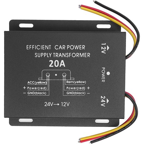 Convertisseur de tension 24V à 12V DC, alimentation électrique puissante pour voiture, camion, camping-car, SUV, bus, 20A, 240W. (1/4)