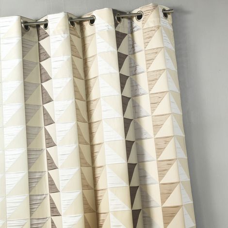 Rideau jacquard obscurcissant à imprimés triangulaires Beige 140x260 cm