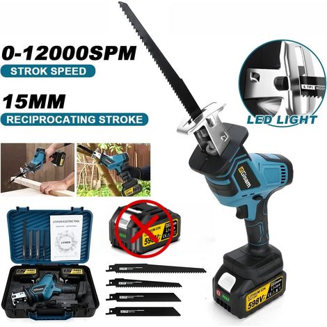12.000 U/min bürstenlose Säbelsäge 3600 W kabellose elektrische Kettensäge Holz- und Metallschneidewerkzeuge für Makita 18 V Batteriestifte, Ohne Akku