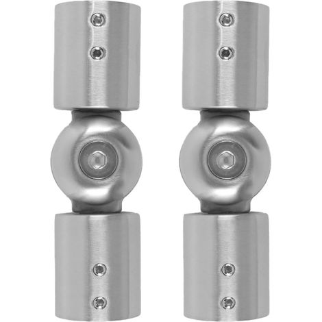 Raccord coudé à charnière, 2 pièces en acier inoxydable pour tringle à rideau, angle de 90 à 180 degrés pour tringle de 32 mm (argent) (1/5)