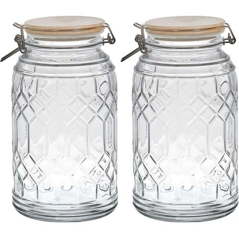 Bocal de Conservation - COOK CONCEPT - Transparent - Couvercle en Bois - 2.3L (1/3)