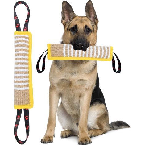 Jouet à tirer pour chien, coussin à mâcher en jute résistant, équipement d'entraînement durable, jouet interactif pour chiens de toutes tailles, du chiot au grand chien. (1/4)