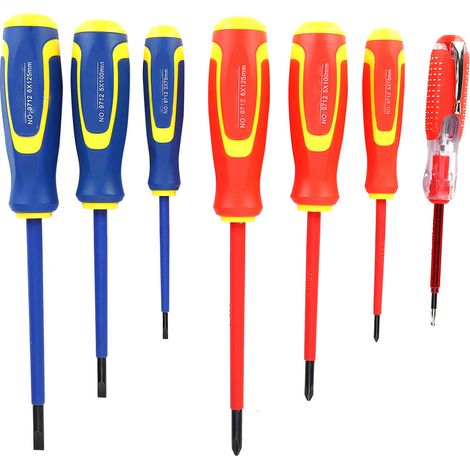 Kit de 7 tournevis isolés pour installation hydraulique, outil de réparation avec testeur électrique, lot professionnel. (1/5)