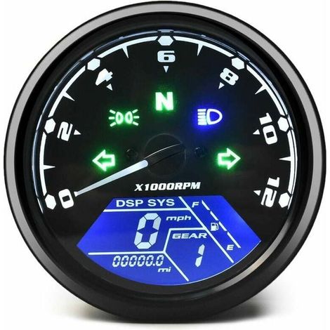 royaluxe -Compt kilométrique de Moto Universel LCD Compt de Vitesse numérique jauges de Tachymètre avec veilleuse adaptée à la Moto 12V la Plus Populaire 56Vingt Pièces détachées pour motos (1/5)