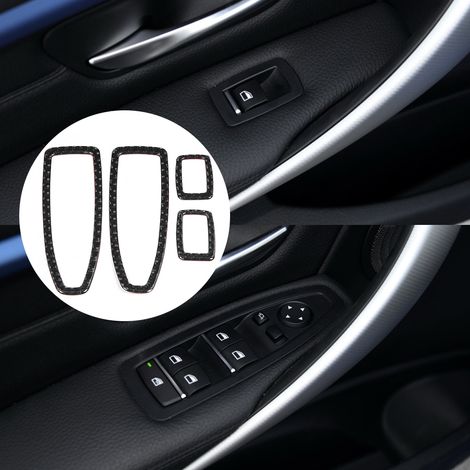 4 pièces de garniture de panneau de lève-vitre en fibre de carbone compatibles avec BMW Série 3 F30 2013-2017 (1/5)