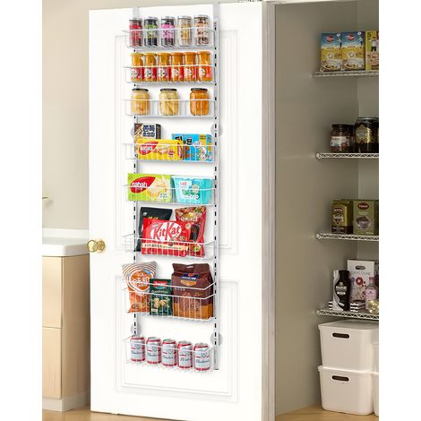 VEVOR Organizzatore per Dispensa Sopra Porta, Organizzazione e Stoccaggio della Dispensa 8 Ripiani, Porta Spezie Sospeso in Acciaio Resistente, Ripiani Regolabili per Condimenti Parete Bianco (1/5)