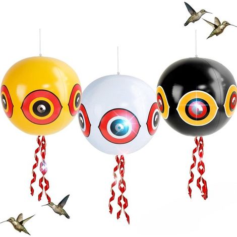 Ballons effaroucheurs d’oiseaux 3 pièces – Ballons répulsifs avec motif d’yeux – Dispositifs anti-pigeons pour jardin arbres fruitiers et extérieur – Pour pigeons moineaux et corbeaux (1/5)