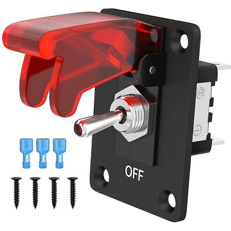 Interrupteur à bascule 12 V CC 20 A avec témoin lumineux, 3 broches ON/OFF SPST, panneau de montage inclus (1/5)