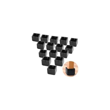 Lot de 24 protections carrées pour pieds de chaise, en PVC, avec embouts en feutre noir, pour pieds de chaise, de table et de canapé, 30-35 mm. (1/5)