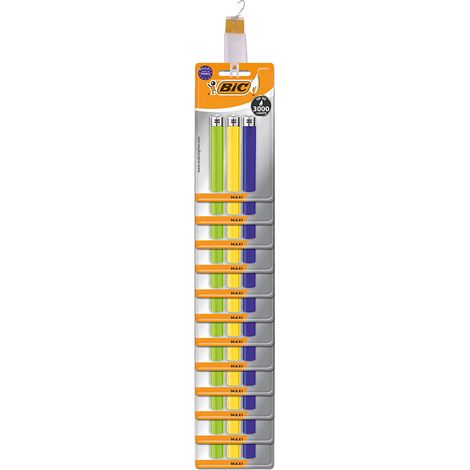 Accendino maxi j26 colori assortiti blister 3 pezzi in strisce di 12 pezzi