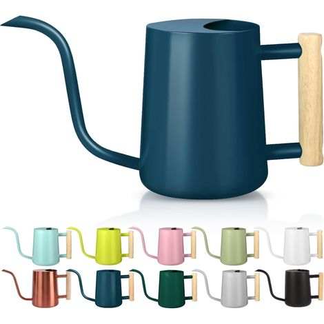 Arrosoir pour plantes d'intérieur - 1 l - Petit arrosoir d'intérieur - En acier inoxydable - Moderne - Avec long bec - Pour la maison, les bonsaï, les fleurs d'extérieur - Bleu foncé (1/5)