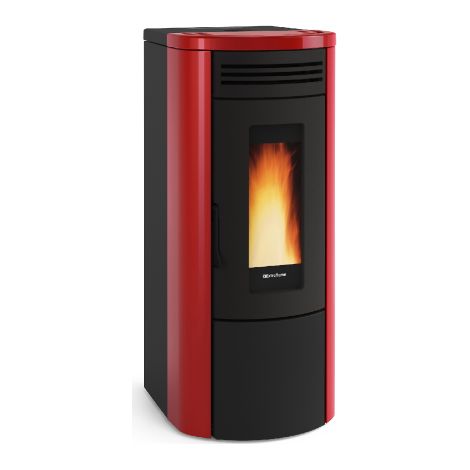 Poele thermique a' pellets La Nordica Extraflame Costanza Idro en acier et majolique bordeaux 4,8-17 kW 487 m poele thermique