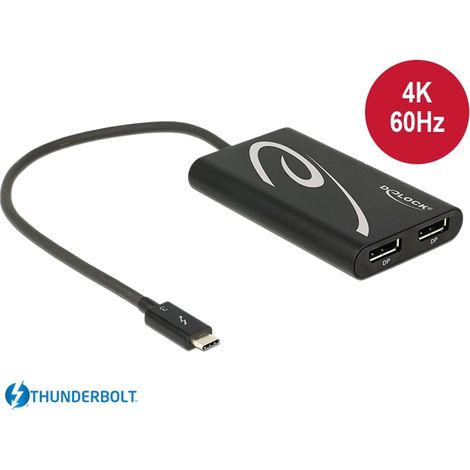 Delock Adaptador Thunderboltâ¢ 3 macho  2 x Displayport hembra 4K 60 Hz