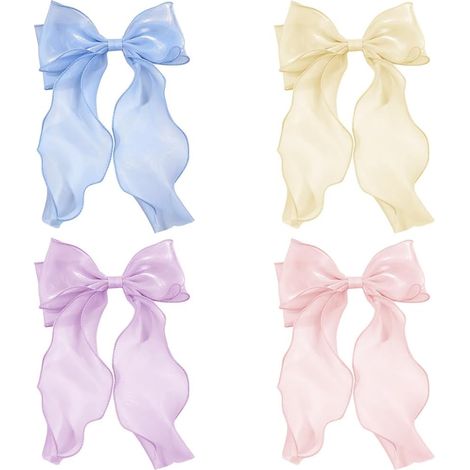 große Haarspangen mit Schleife, große lange Haarspangen für Pferdeschwänze, elegante französische Seidenschleife für Schule, Hochzeiten, Partys und Alltag (mehrfarbig) (1/5)
