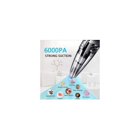 Aspirateur à main sans fil 120W – Puissance d'aspiration 6000 PA – Capacité 500 ml – Autonomie 30 min – Filtre HEPA lavable - 2200mAh (1/4)