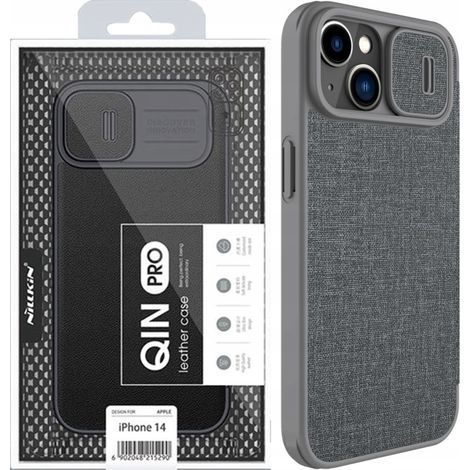 Nillkin Qin Cloth Pro Hülle für iPhone 14 Plus Kameraschutzhülle Klapphülle Grau (1/5)