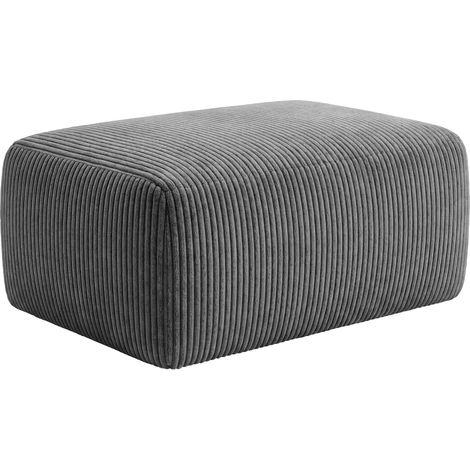 OLYMPE - Pouf en petit velours côtelé Gris foncé 100x68x42cm (1/5)