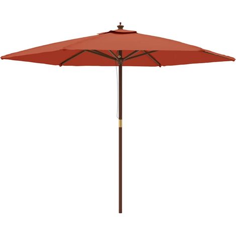 Sombrilla de jardín con poste de madera terracota 299x240 cm vidaXL