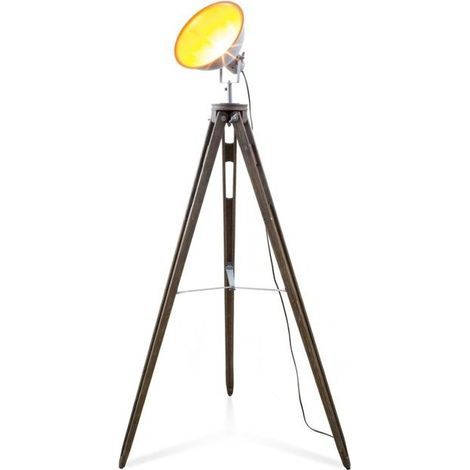 Gasoline - Lampadaire Trépied Factorytrepproje - Bois & Métal - Tête Pivotante 360° - Design Industriel (1/4)