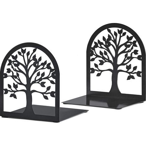 Serre-livres décoratifs, serre-livres arbre de vie, serre-livres en métal, serre-livres noirs, serre-livres pour étagères, serre-livres pour livres lourds, porte-livres pour bureau à domicile, serre-l (1/4)