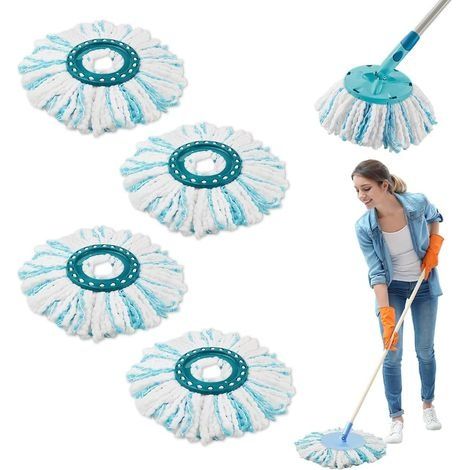 8 Pièces pour Leifheit Têtes de Rechange Clean Twist Disc Mop Micro Kit, Système à 2 Fibres Balai pour Leifheit Serpillière Franges de Remplacement, pour Tous Types de Sols, Les Particules de Saleté (1/5)