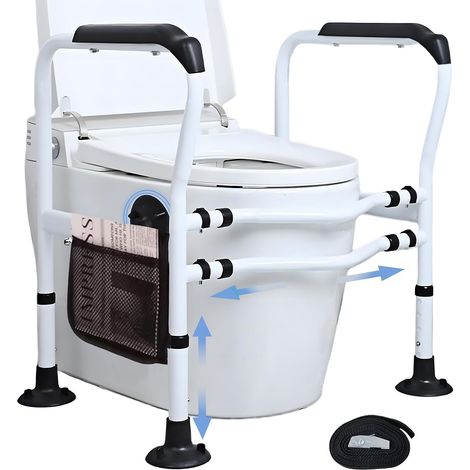 Accoudoir Toilette Personne Agee, Cadre de Toilette WC Réglable en Hauteur 61-71cm avec Ventouses Antidérapantes, Cadre de Sécurité pour Toilette, Support jusqu'à 150kg (1/5)